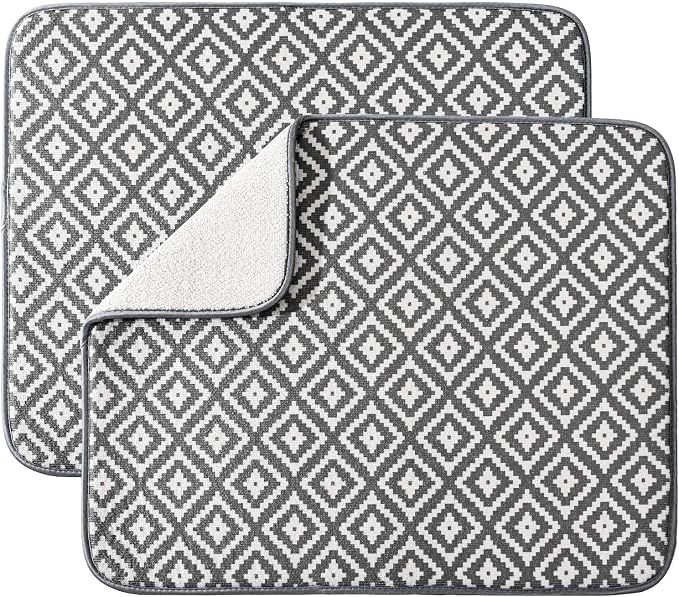 SUBEKYU Dish Drying Mat for Kitchen 2 Pack, Ultra Absorbent Microfiber Dishes by SUBEKYU