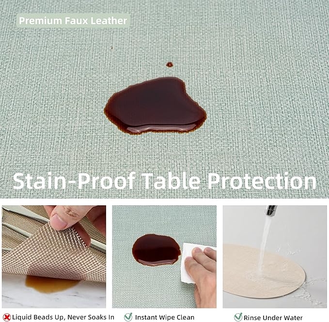 Oval Placemats for Dining Table Set of 6, Washable Leather Table Mats, Waterproof Heat-Resistant Non-Slip Kitchen Placemats, Simple Style Oval Design