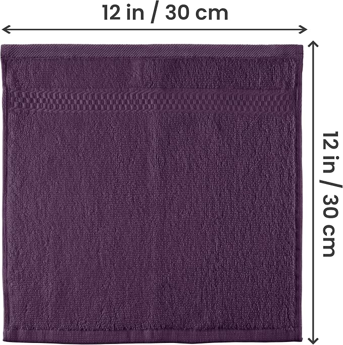 Utopia Towels 12 Pack Premium Wash Cloths, 12x12 in, 100% Cotton, Plum | Highly - Image 2
