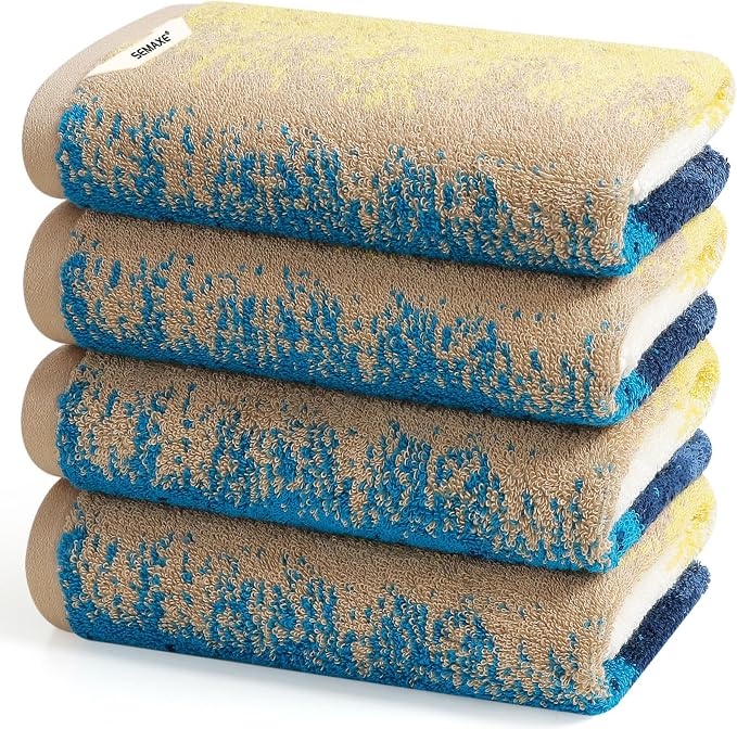 4-Pack Cotton Hand Towels for Bathroom by SEMAXE