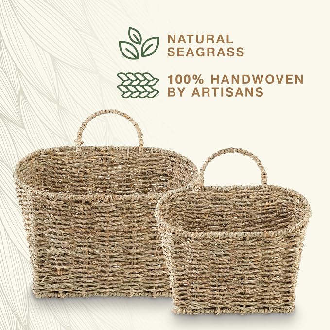 84ECO Set of 2 Seagrass Hanging Baskets - Image 6
