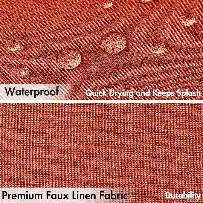 MIULEE Burnt Orange Scalloped Linen Shower Curtain 72x72 Inches - Image 4