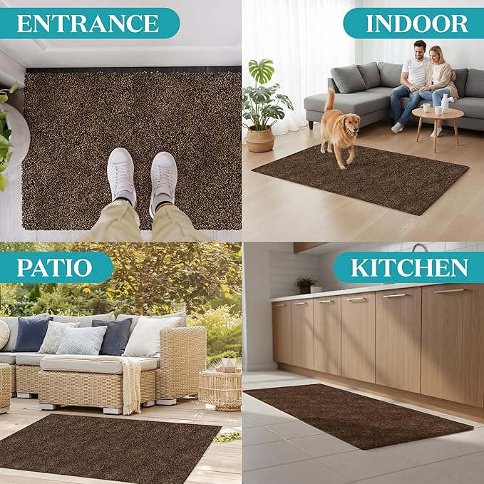 Premium Microfiber Indoor Door Mat – 36"x60" Washable Entry Mat, Non-Slip, Waterproof Backing, Super Absorbent, Low Profile Entryway Doormat for Indoor Entrance
