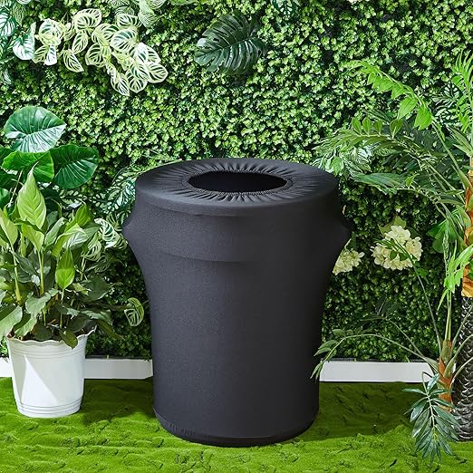 Tanlade 32 Gallon Stretch Trash Can Cover Outdoor Spandex Waste Container, Black, 1 Pc