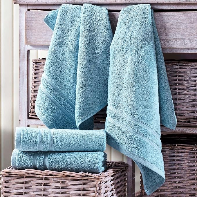 Hawmam Linen Light Blue Hand Towels 4 Pack Turkish Cotton Premium Quality Soft - Image 2