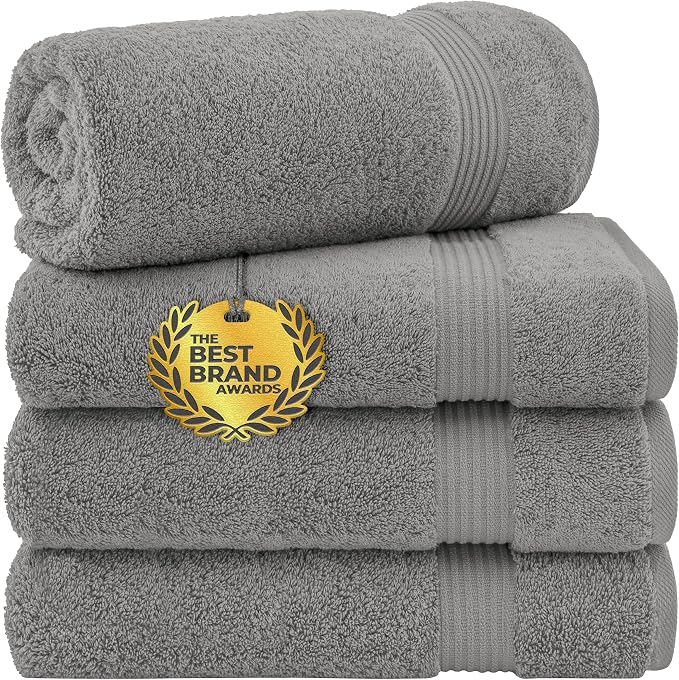 Cotton Paradise Turkish Towel Set, Soft Absorbent Quick Dry, 4 Piece Bath Towel by UNITEDHOMETEXTILE