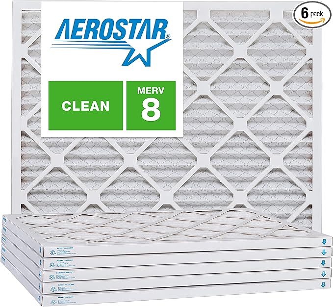 Aerostar 10x18x1 MERV 8, Pleated Air Filter, 10x18x1, Box of 6, Made in the USA