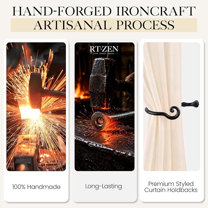 RTZEN Metal Curtain Tiebacks, Drapery Holders - Image 3
