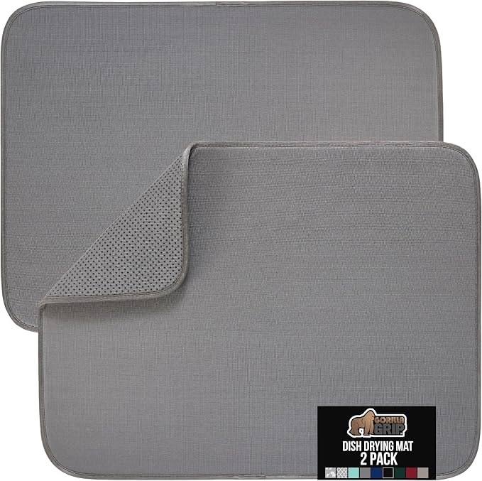 GORILLA GRIP Ultra Water Absorbent Microfiber Dish Drying Mat, 18x24 2 PK by Unknown