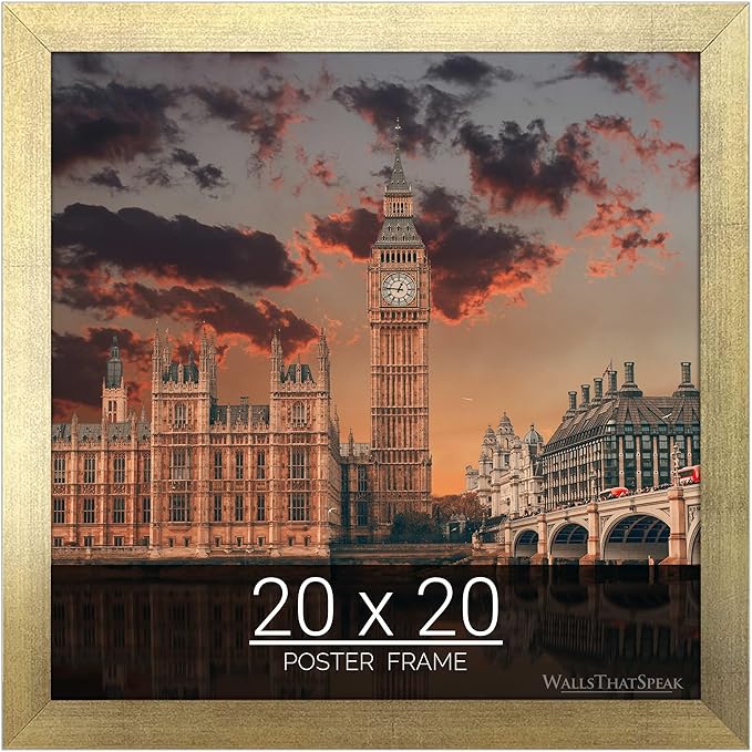 wallsthatspeak 20x20 Gold Picture Frame for Puzzles Posters Photos or Artwork