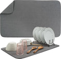 S&T INC. Dish Drying Mat, Charcoal Grey | Absorbent Microfiber, XXL Kitchen by STINC