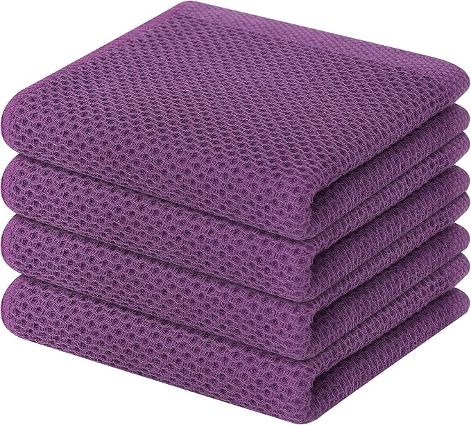 Homaxy 100% Cotton Waffle Weave Kitchen Dish Towels 4-Pack, Ultra Soft by Homaxy