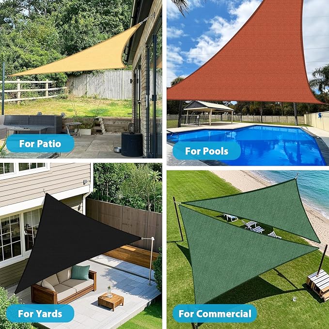 Amagenix Sun Shade Sail 17X17X17 Curved Edge Outdoor Shade Canopy Dark Green Breathable 95% UV Block Shade Cloth for Patio Garden Backyard (We Make Custom Size)