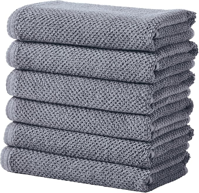 Great Bay Home 100% Cotton 6 Pack 26x16 Hand Towel Set by GreatBayHome