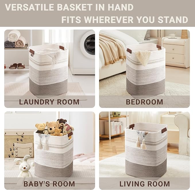 85L Tall Woven Laundry Basket Hamper - Image 4
