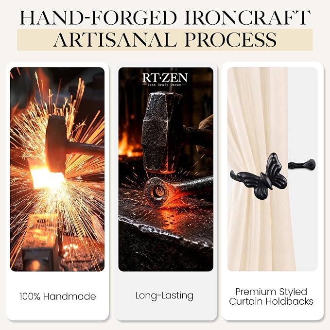 RTZEN Metal Curtain Tiebacks, Drapery Holders - Image 3