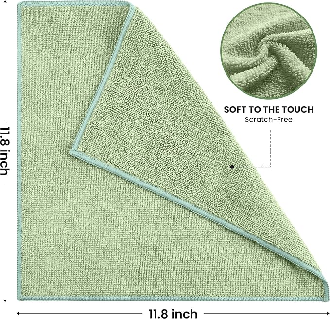 SIFANGKE Microfiber Cleaning Cloth, 12 Pack Green Cleaning Rags - Image 2
