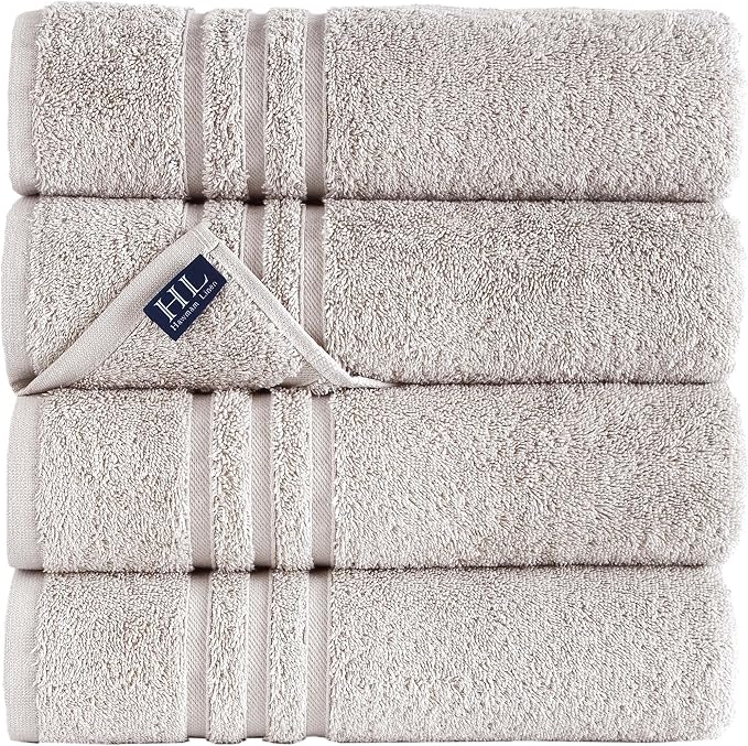 Hawmam Linen Ice Silver Bath Towels 4 Pack Soft and Absorbent by HawmamLinen