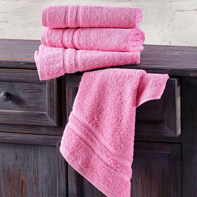 Hawmam Linen Pink Hand Towels 4 Pack Turkish Cotton Premium Quality Soft and - Image 2