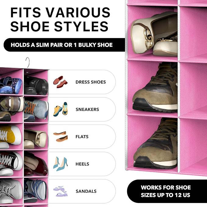 Simple Houseware 20 Section Shelves Hanging Shoes Organizer, 10 Tier, Holds Up - Image 4
