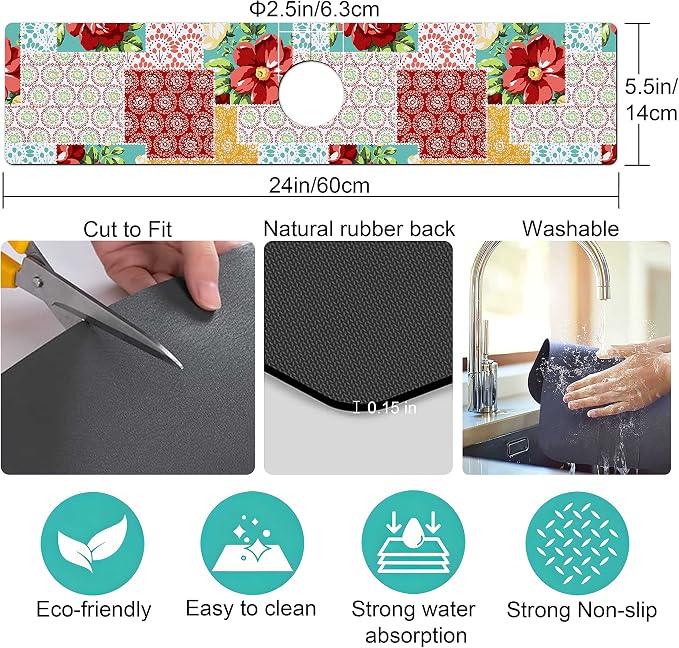 Kitchen Sink Splash Guard Faucet Mat Super Absorbent Fast Drying Mat Sink - Image 5