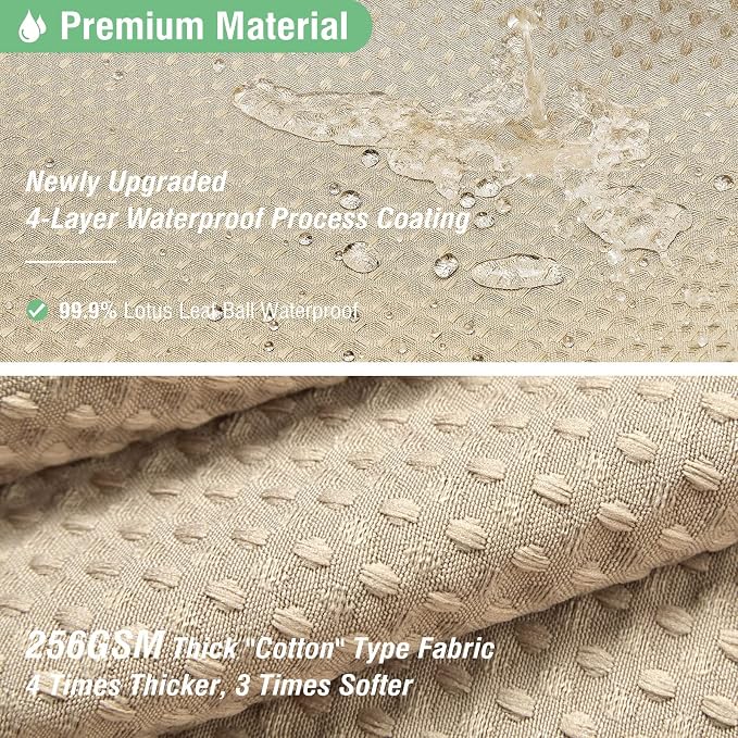 Dynamene Extra Wide Waffle Shower Curtain 256 GSM Fabric 108x72 Beige/Khaki - Image 4