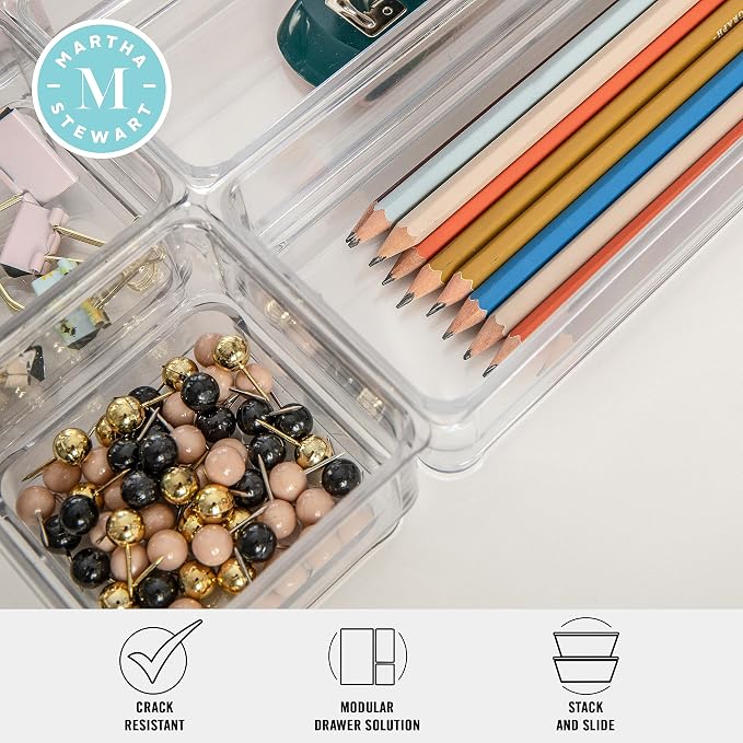 Martha Stewart Miles Stackable Desk Drawer Organizers - Image 3