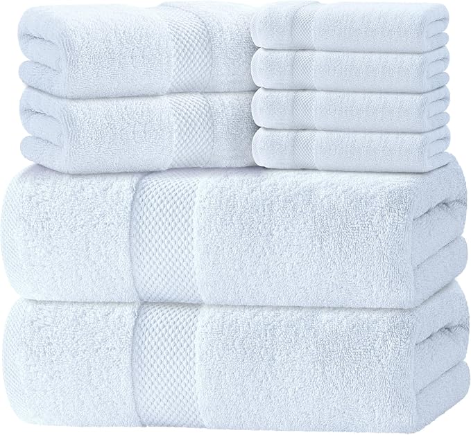 Luxury White Bath Towel Set of 8 Pieces by WhiteClassic