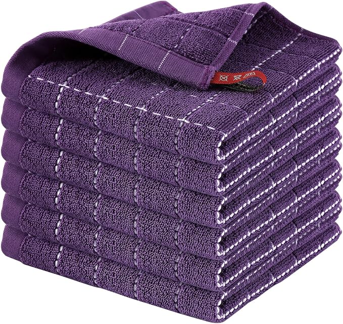 Homaxy 100% Cotton Terry Kitchen Dish Cloths, 6 Pack by Homaxy