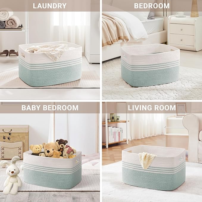 86L Large Woven Laundry Basket Hamper - Image 4