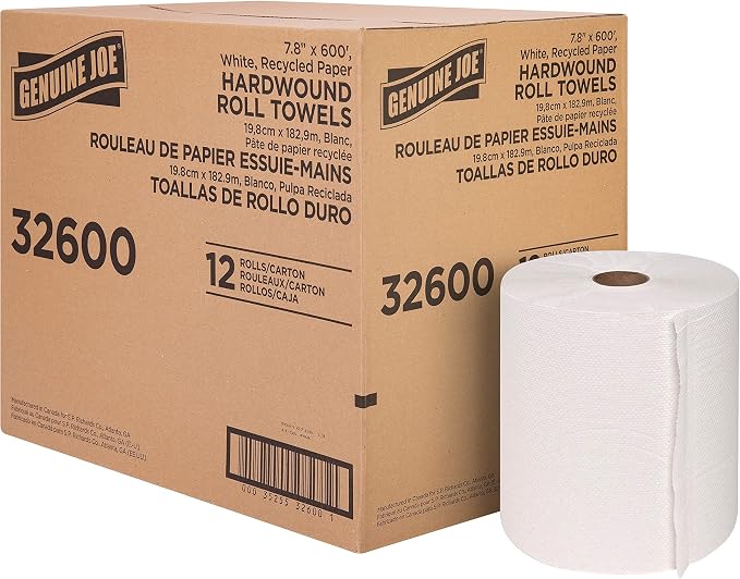 Genuine Joe Embossed Hardwound Roll Towels, 7.8" x 600' by GenuineJoe