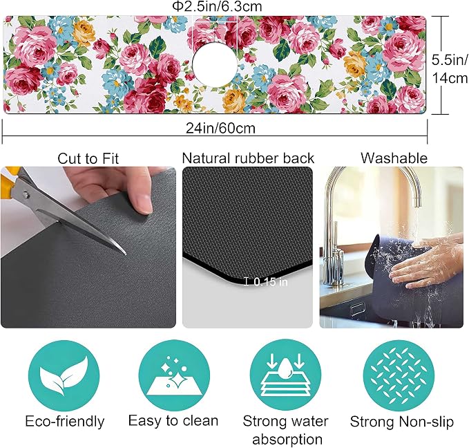 Kitchen Sink Splash Guard Faucet Mat Super Absorbent Fast Drying Mat Sink - Image 5