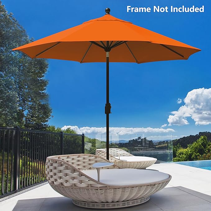 EliteShade USA 9FT Patio Umbrella Replacement Covers 8 Ribs Market Umbrella Canopy Cover (CANOPY ONLY) (Rust)