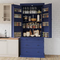 Merax 77" Tall Kitchen Storage Cabinet Pantry Farmhouse Freestanding Large Cupboard with 3 Drawers,Adjustable Shelves,8 Door-Shelf for Dining Room