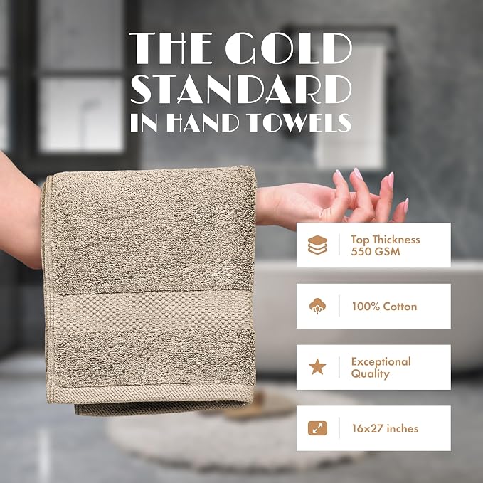 White Classic Taupe Hand Towels - Image 2