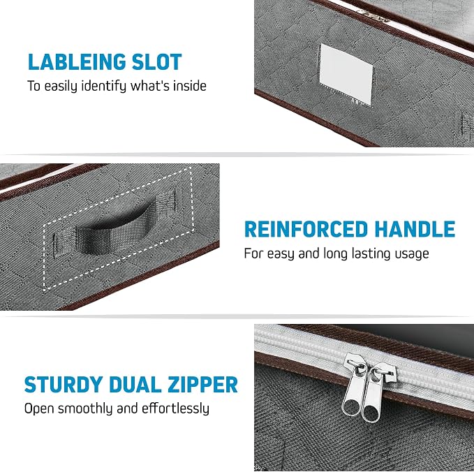 ZOBER Under Bed Storage Bags, Underbed Storage Containers, 90L 4-Pack | - Image 3