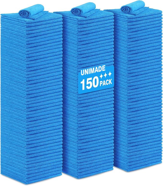 UNIMADE Shop Towels Rags, 150 Pack Reusable Microfiber Cleaning Cloth by Unimade