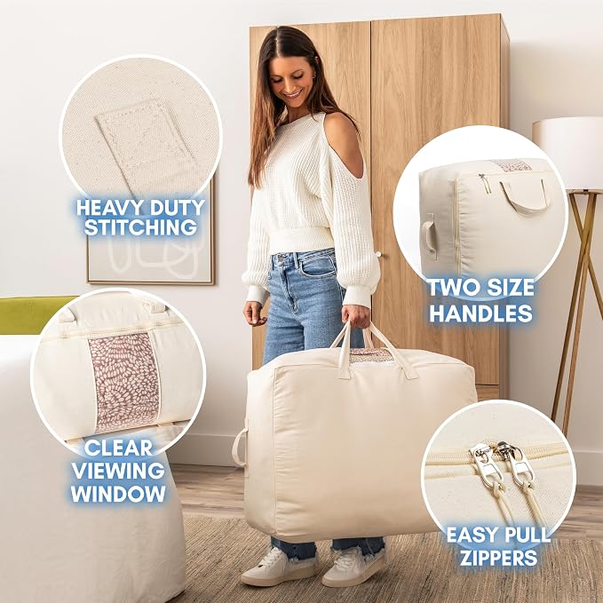 Soft Canvas Storage Bags with Zipper. Thick Breathable - Image 5