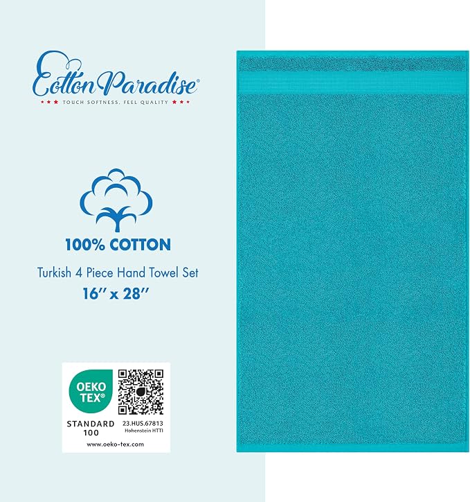 Cotton Paradise 100% Cotton Turkish Towel Set, Soft Absorbent Quick Dry - Image 4