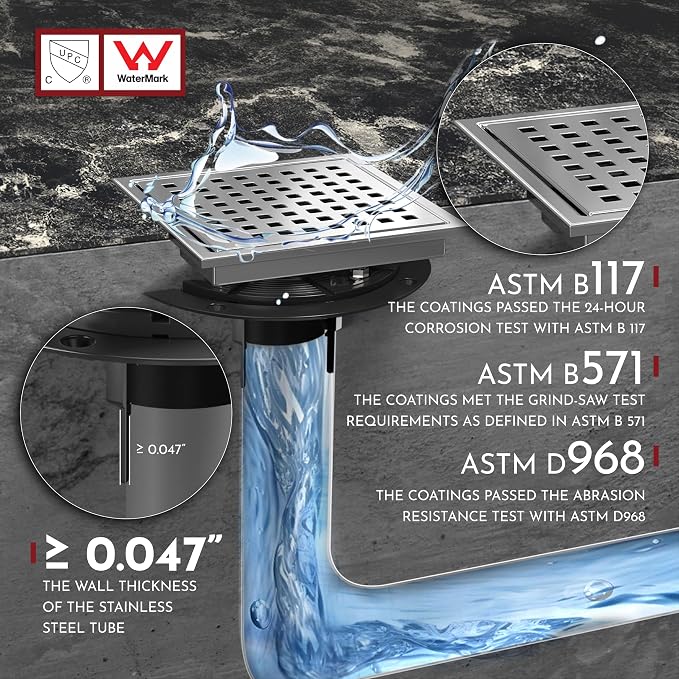 6 Inch Square Shower Floor Drain - Image 5