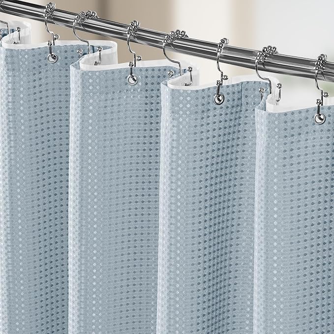 Vipfree 3 in 1 Shower Curtain Set, Waffle Shower Curtain and Liner Set by Vipfree