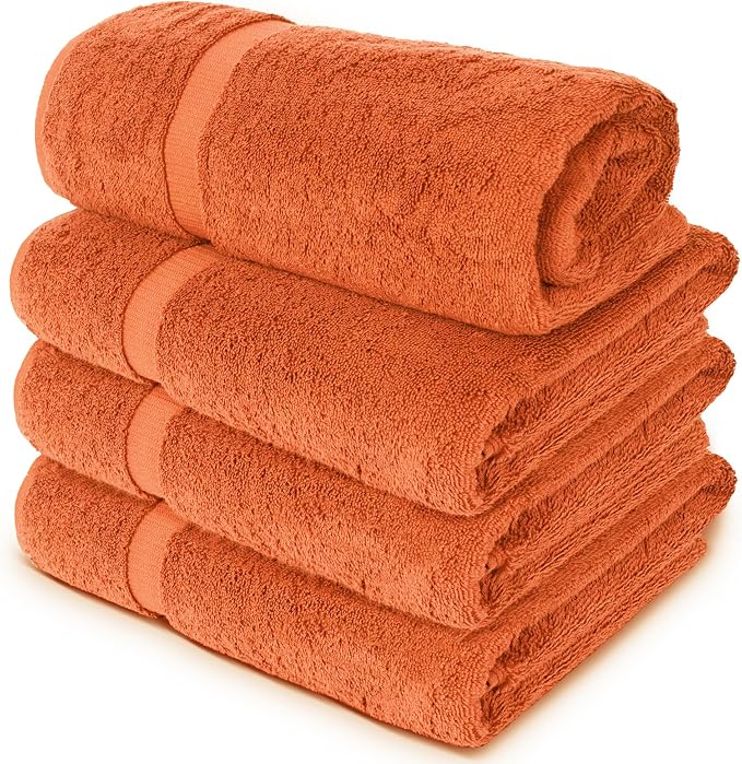 Chakir Turkish Linens 100% Cotton 4-Pack Bath Towels 30x60, Coral | Premium - Image 3
