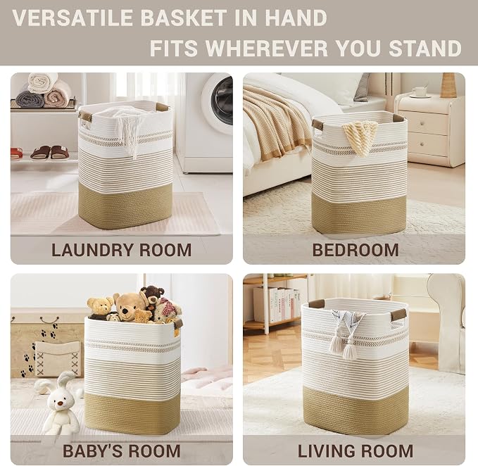 85L Tall Woven Laundry Basket Hamper - Image 4