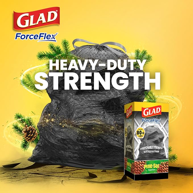 Glad Large 30 Gallon Trash Bags, Pine-Sol Heavy Duty Garbage Bags, Forceflex - Image 3