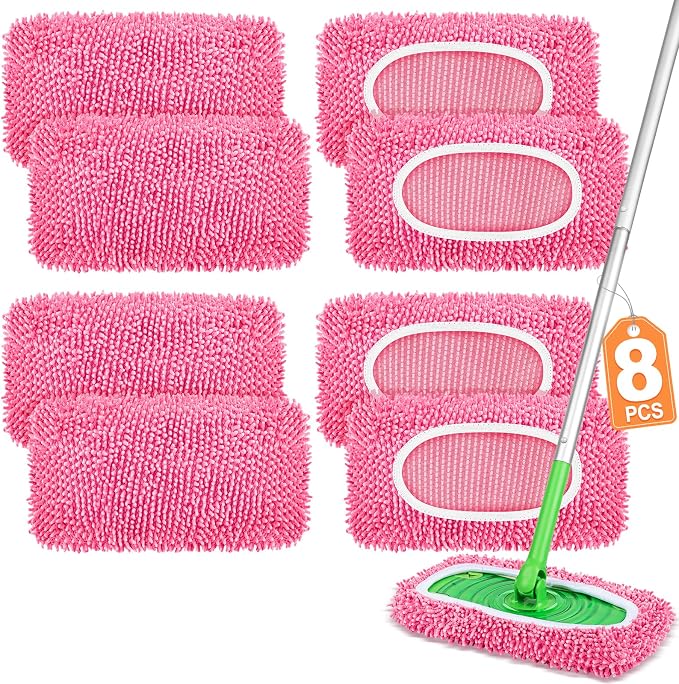 8 Pack Reusable Mop Pads Compatible by YHOVID