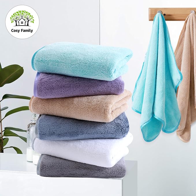 Cosy Family 6 Pack Ultra Soft Microfiber Absorbent Hand Towel, Silk Hemming - Image 3