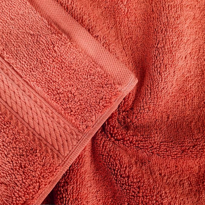 SUPERIOR Egyptian Cotton Pile Heavyweight Bath Sheet, 2 Piece Set, Coral | - Image 5