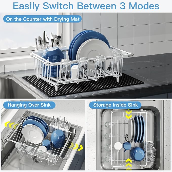 JASIWAY White Dish Drying Rack in Sink - Image 2