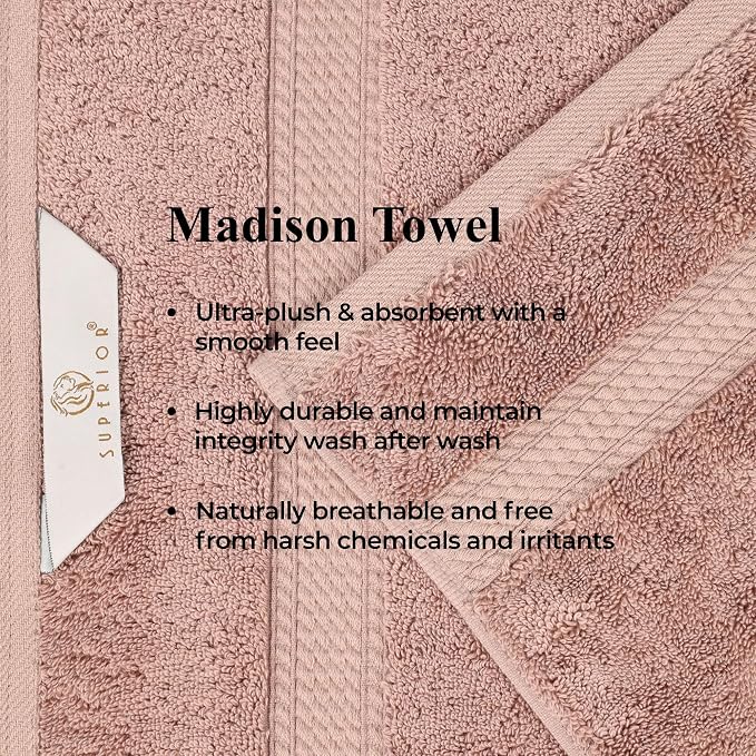 Superior Egyptian Cotton 800 GSM Plush Absorbent, 9 Piece Set, Muted Mauve | - Image 6