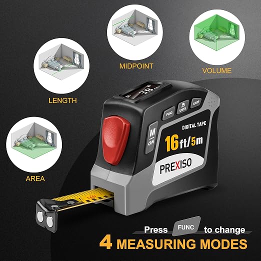 PREXISO 2-in-1 Digital Tape Measure, 16Ft Digital Measuring Tape Auto Lock - Image 5